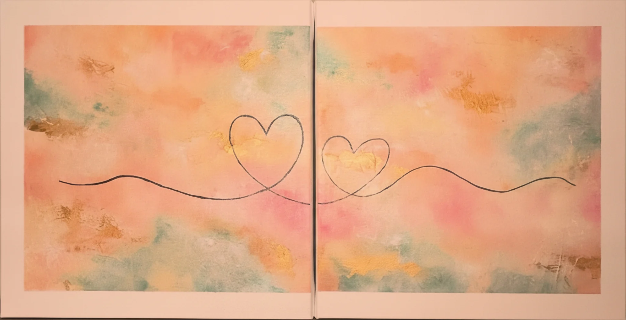 Two Hearts, acrylic on canvas, diptych