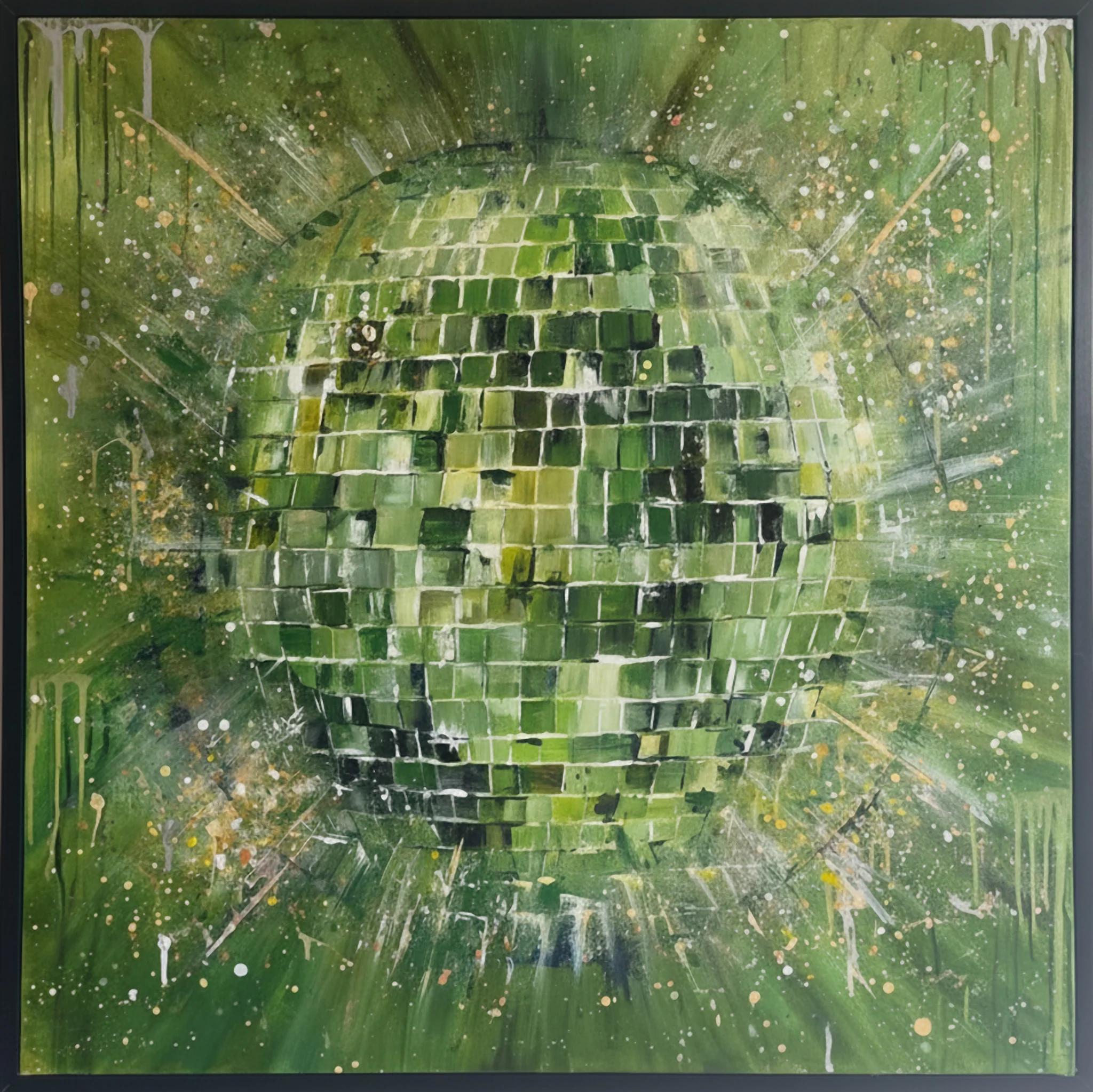 Disco Green, mixed media & gold leaf on canvas