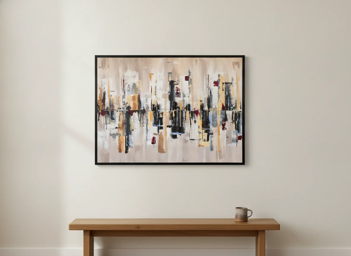 City hung on a plain wall